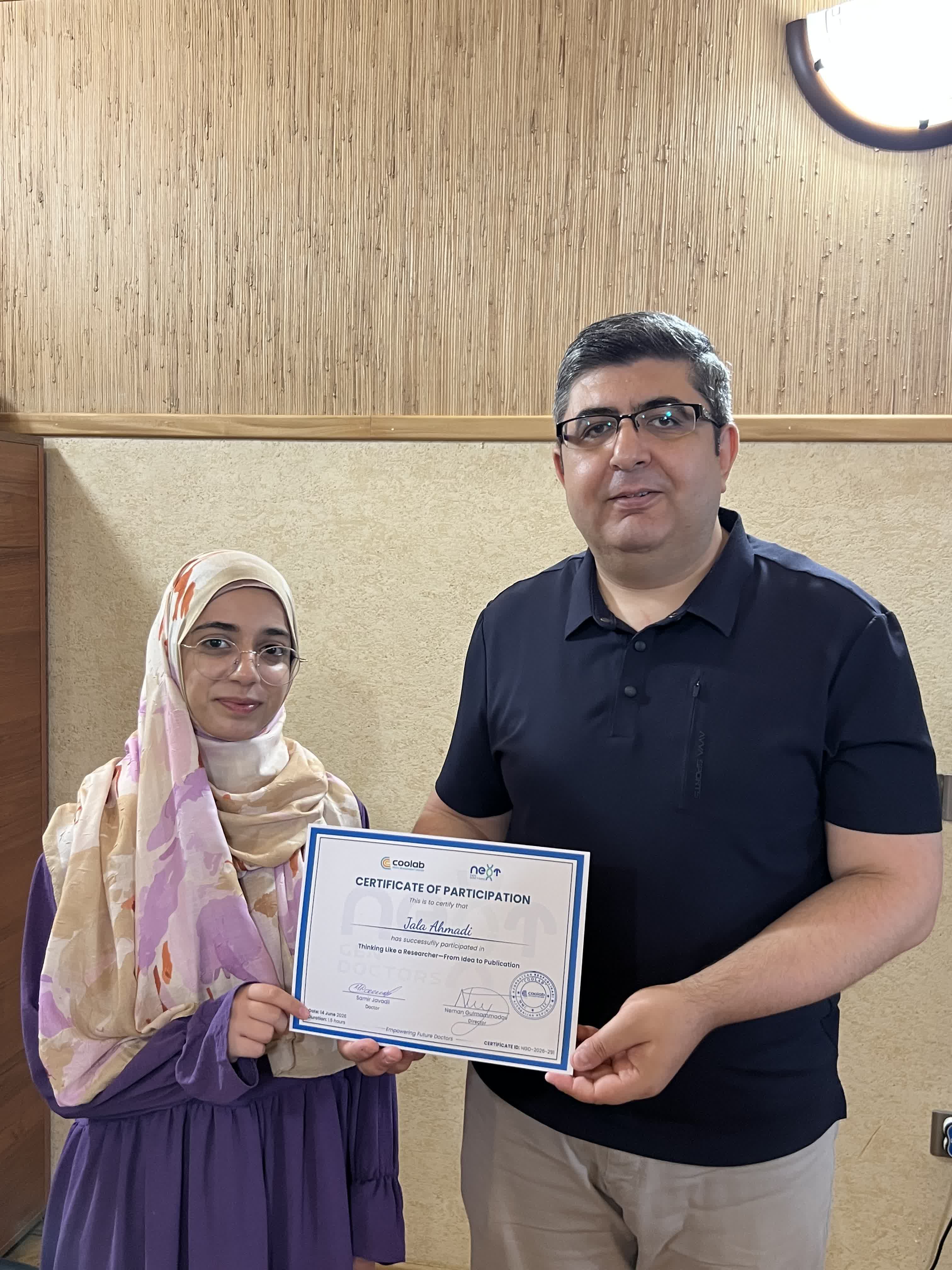 Samir Cavadlı seminarı — sertifikat təqdimatı